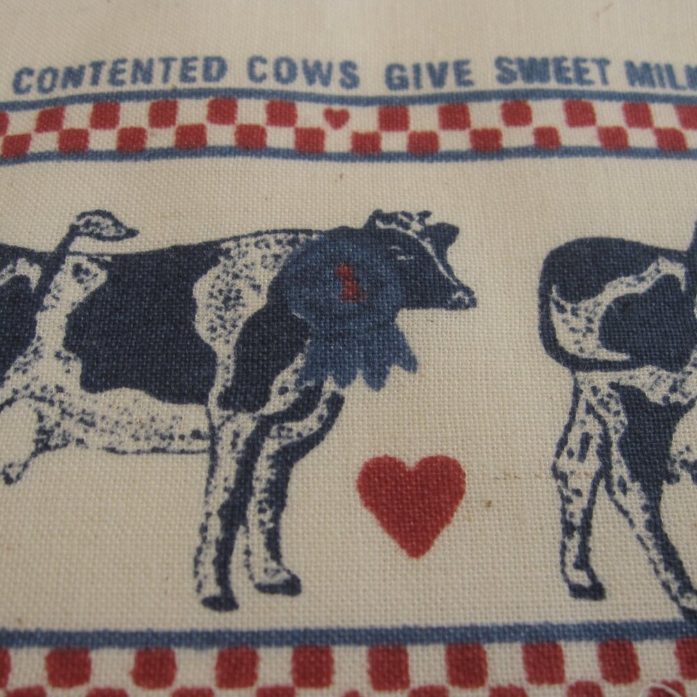 Vintage Joan Kessler Feed Sack Fabric Border Contented Cows Give Sweet Milk